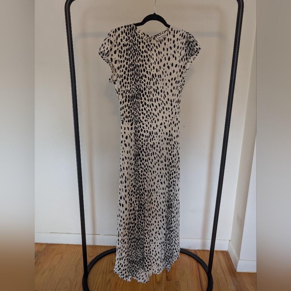 Reformation Black and White Spotted Maxi Dress